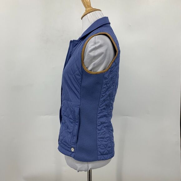 Massimo Dutti Puffer Vest Womens XS Extra Small Blue Jay Snap Button Quilted - Picture 4 of 11